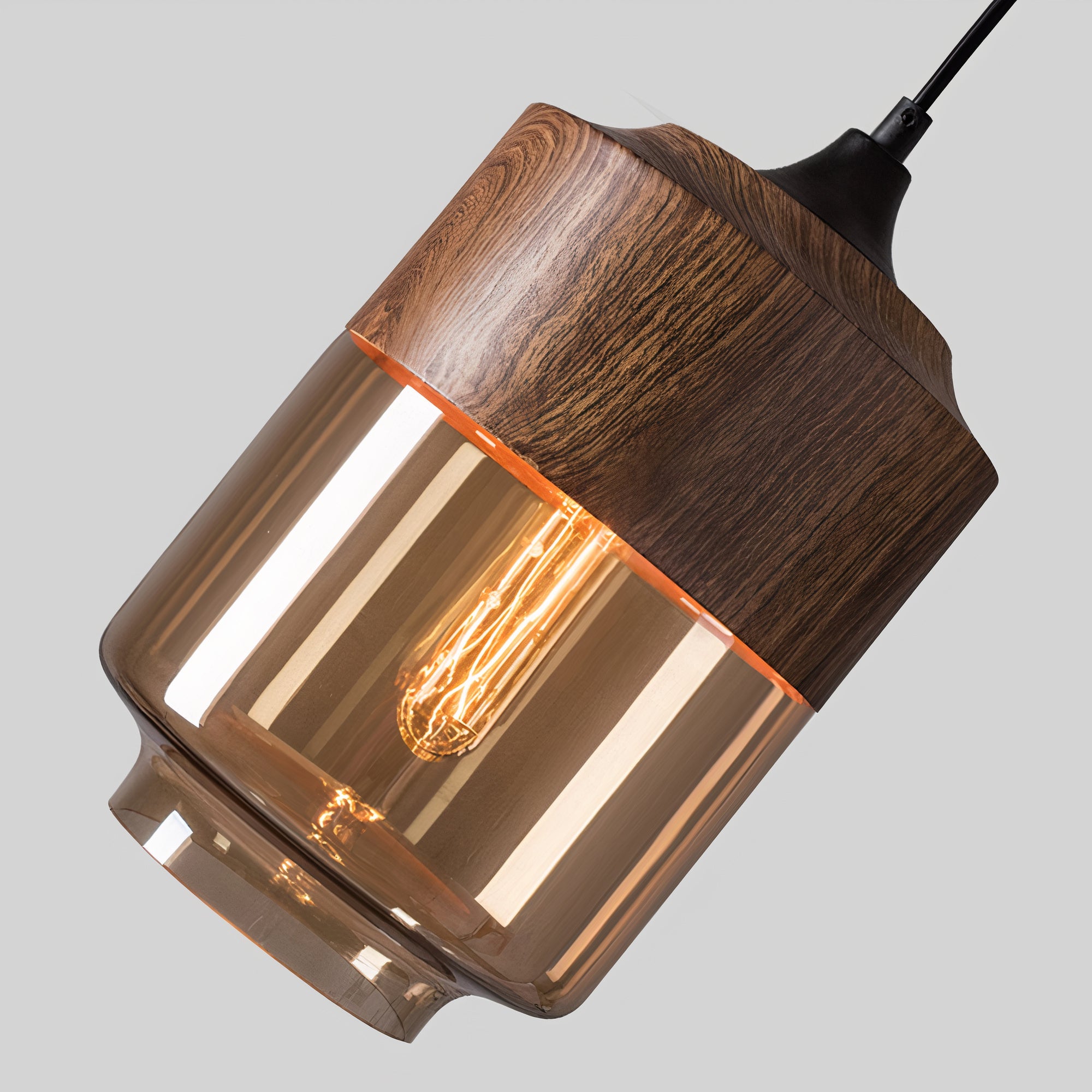 Wood and Coloured Glass Pendant Light | Warm, Modern Design