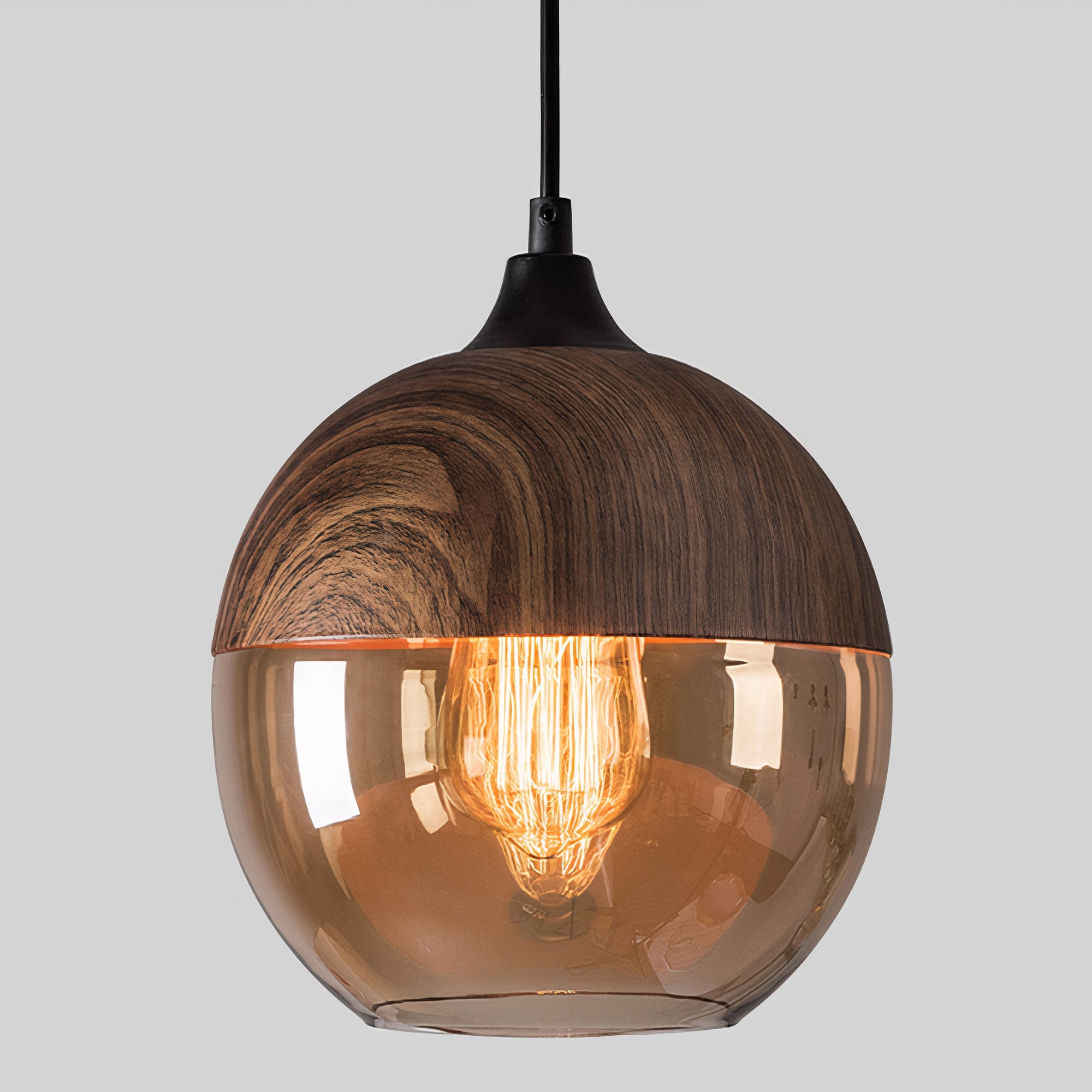 Wood and Coloured Glass Pendant Light | Warm, Modern Design
