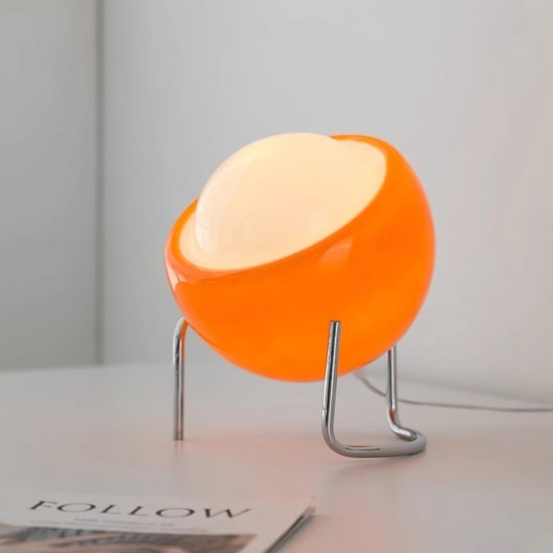 Bauhaus Glass Table Lamp | White and Orange, LED with 3 Light Modes