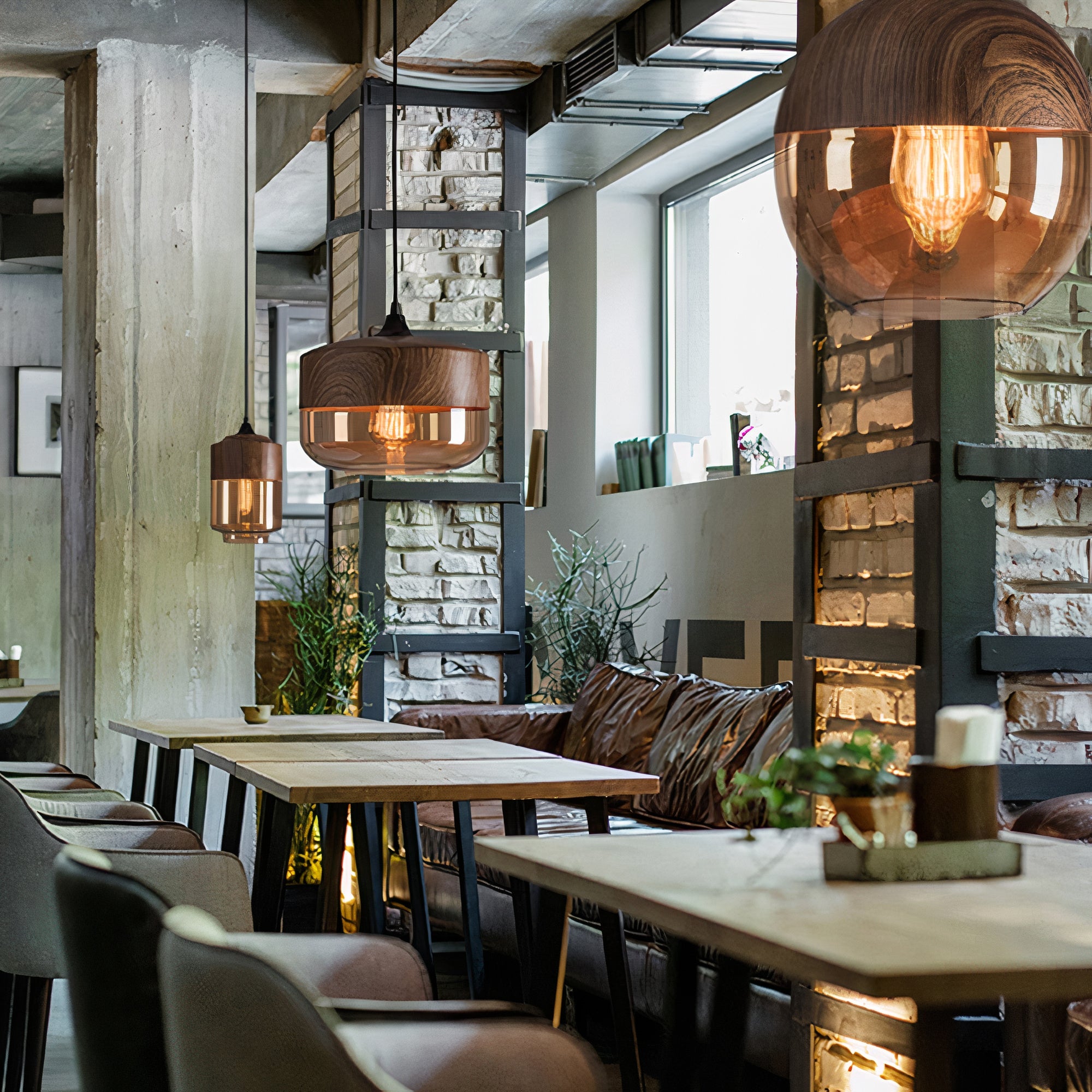 Wood and Coloured Glass Pendant Light | Warm, Modern Design