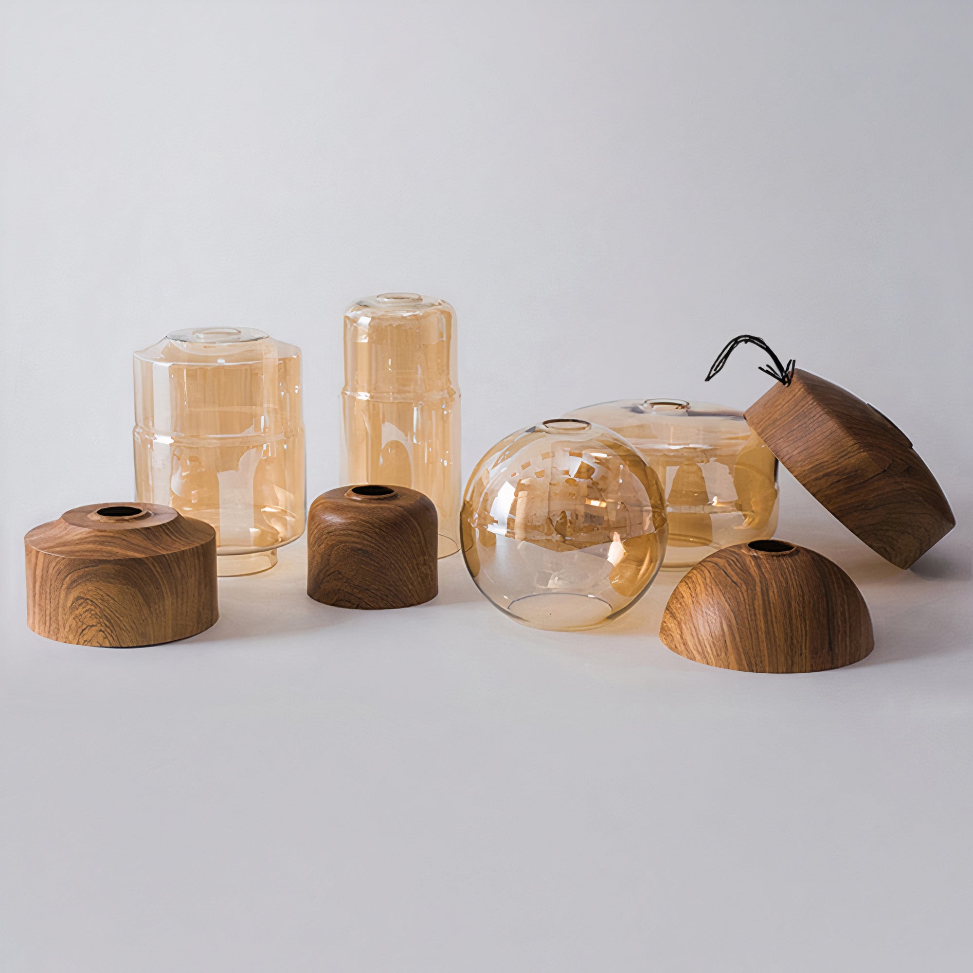 Wood and Coloured Glass Pendant Light | Warm, Modern Design