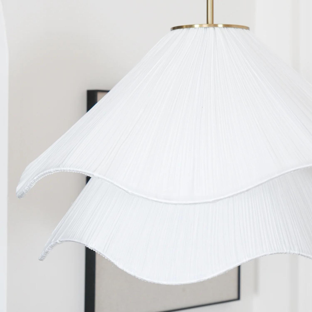 Fabric and Metal Ceiling Pendant | Minimalist Design, Two Sizes