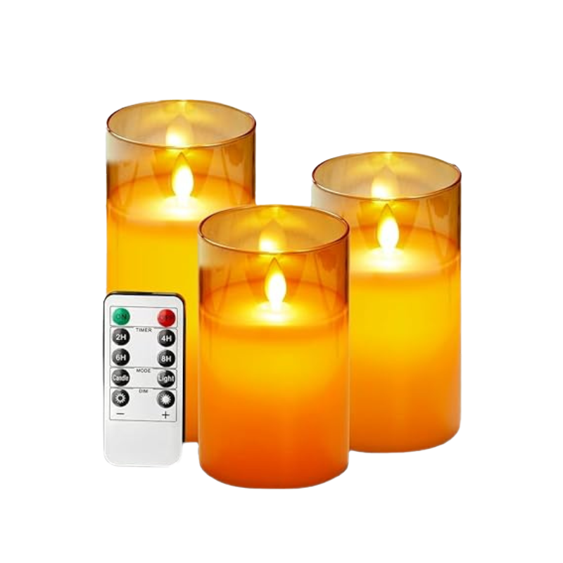 Real Wax LED Candle Set | Set of 3, Flame Effect with Remote