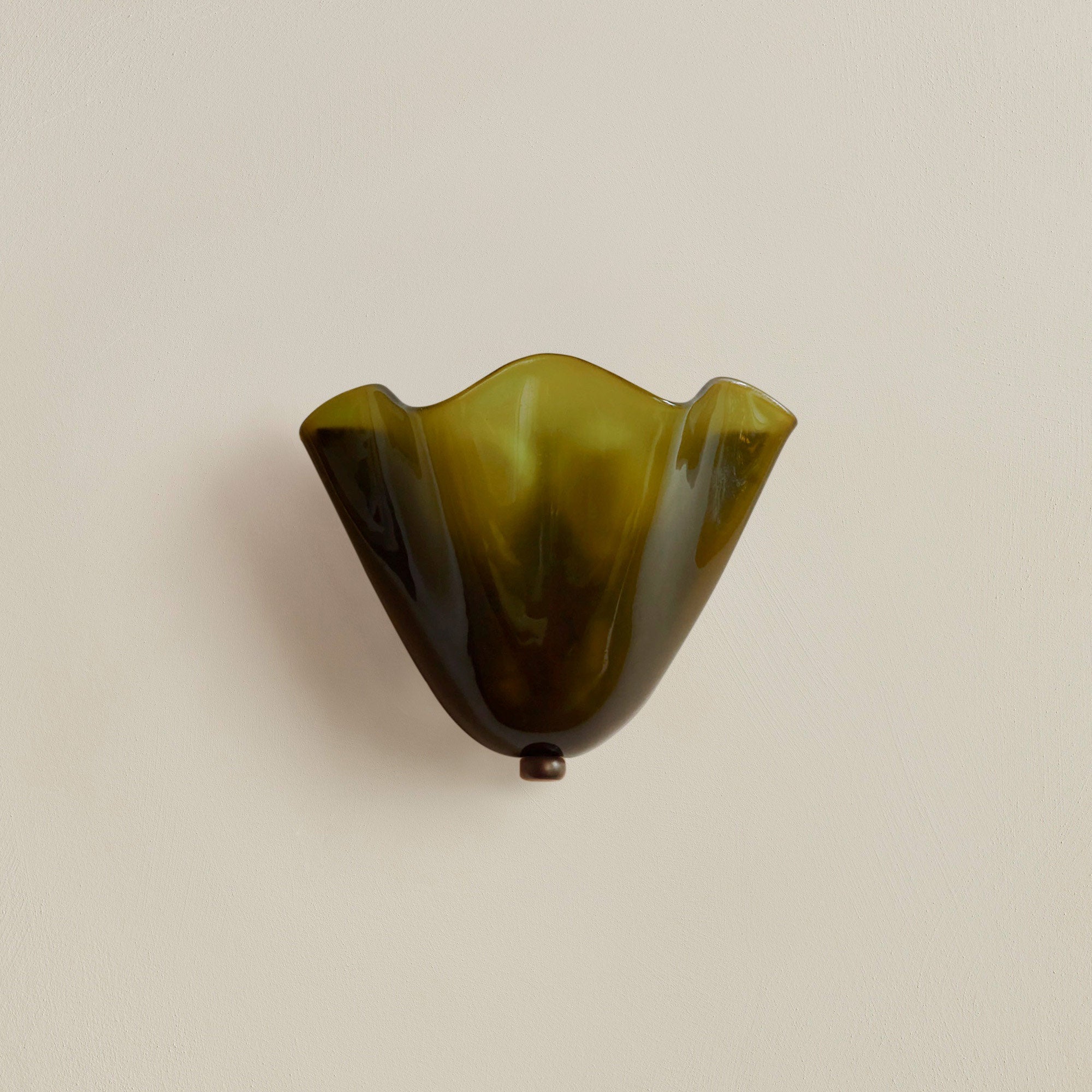 Retro Glass Shell Wall Sconce | French Art Deco Style, Iron Base
