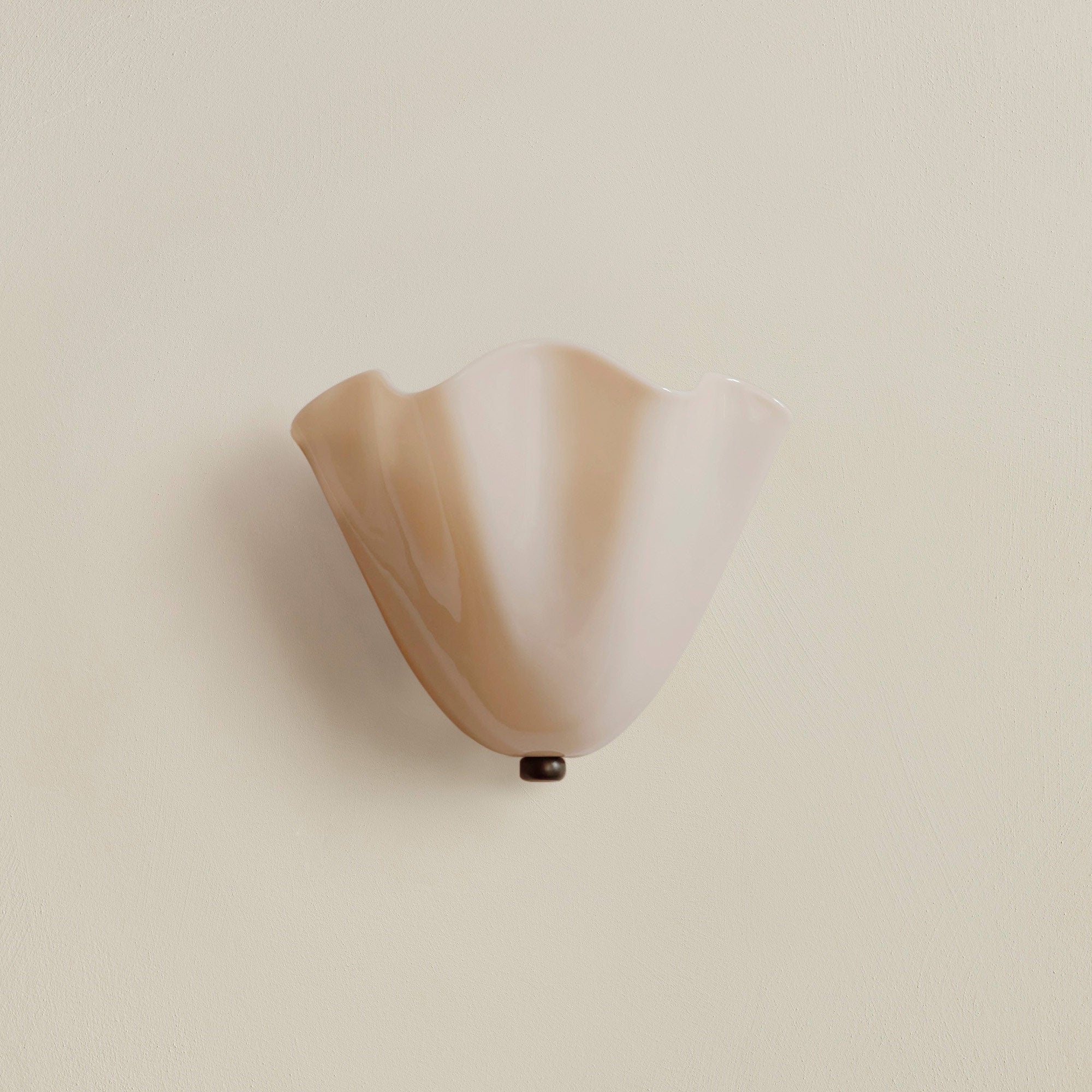 Retro Glass Shell Wall Sconce | French Art Deco Style, Iron Base