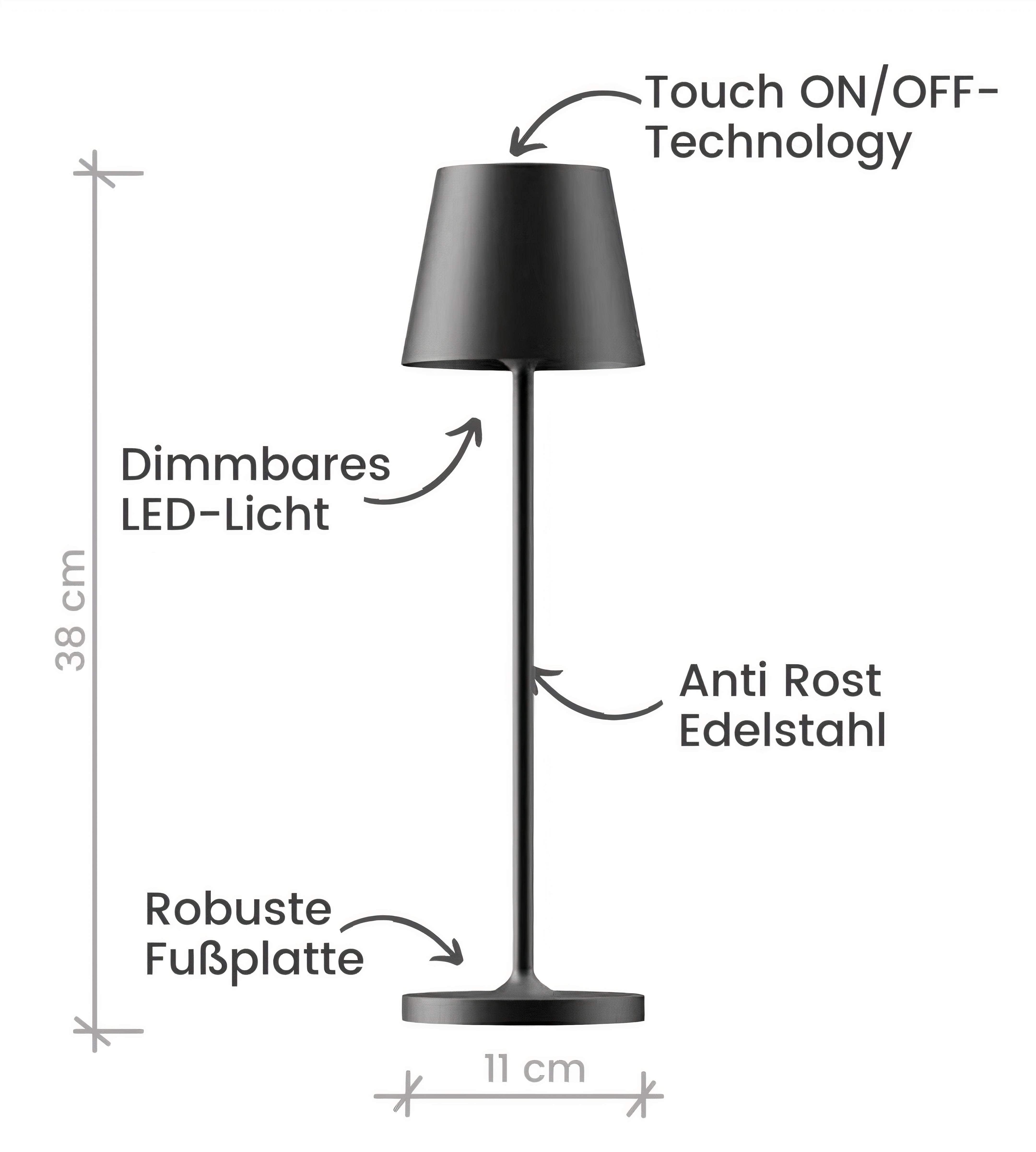 Wireless LED Table Lamp | Dimmable Metal Design, IP54 Rated