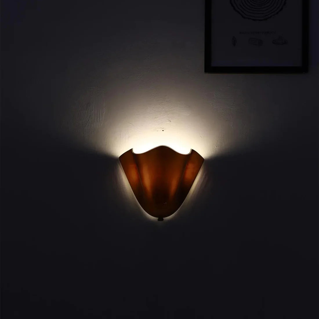 Retro Glass Shell Wall Sconce | French Art Deco Style, Iron Base