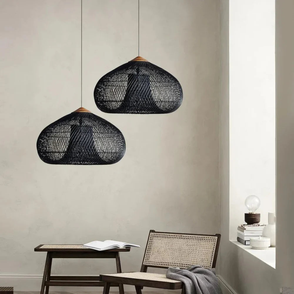Handwoven Rattan Pendant Light | Japandi Style, E27