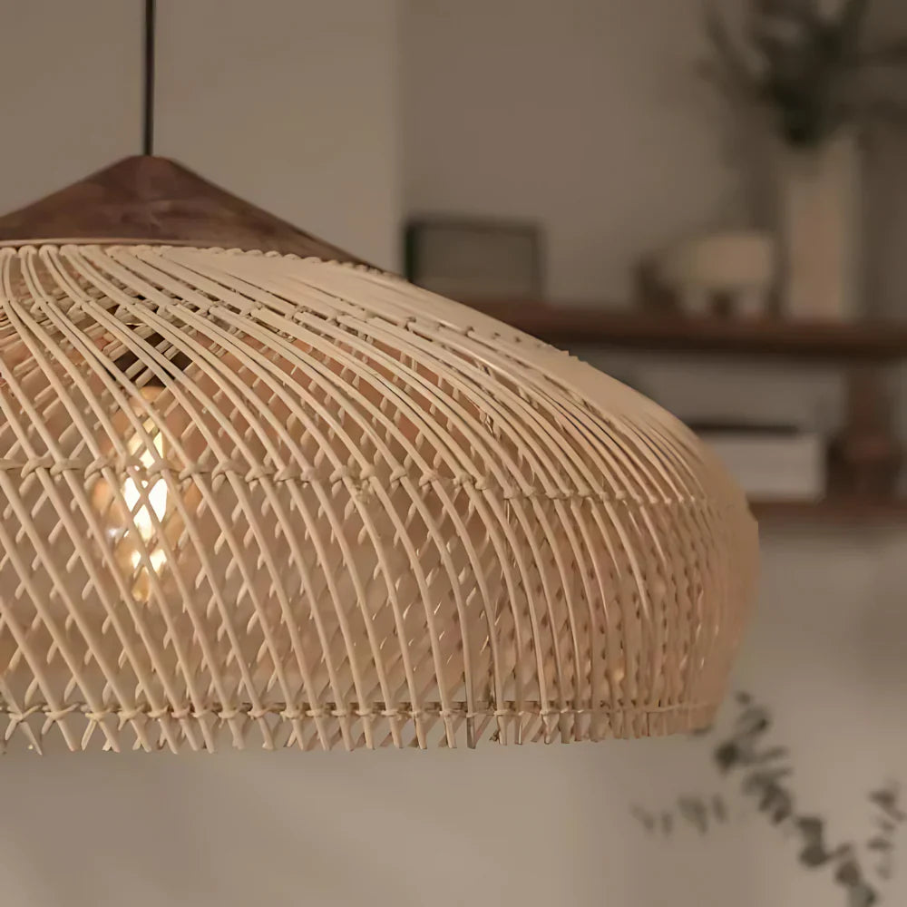 Woven Rattan Dome Pendant Light | Handcrafted Boho, E27