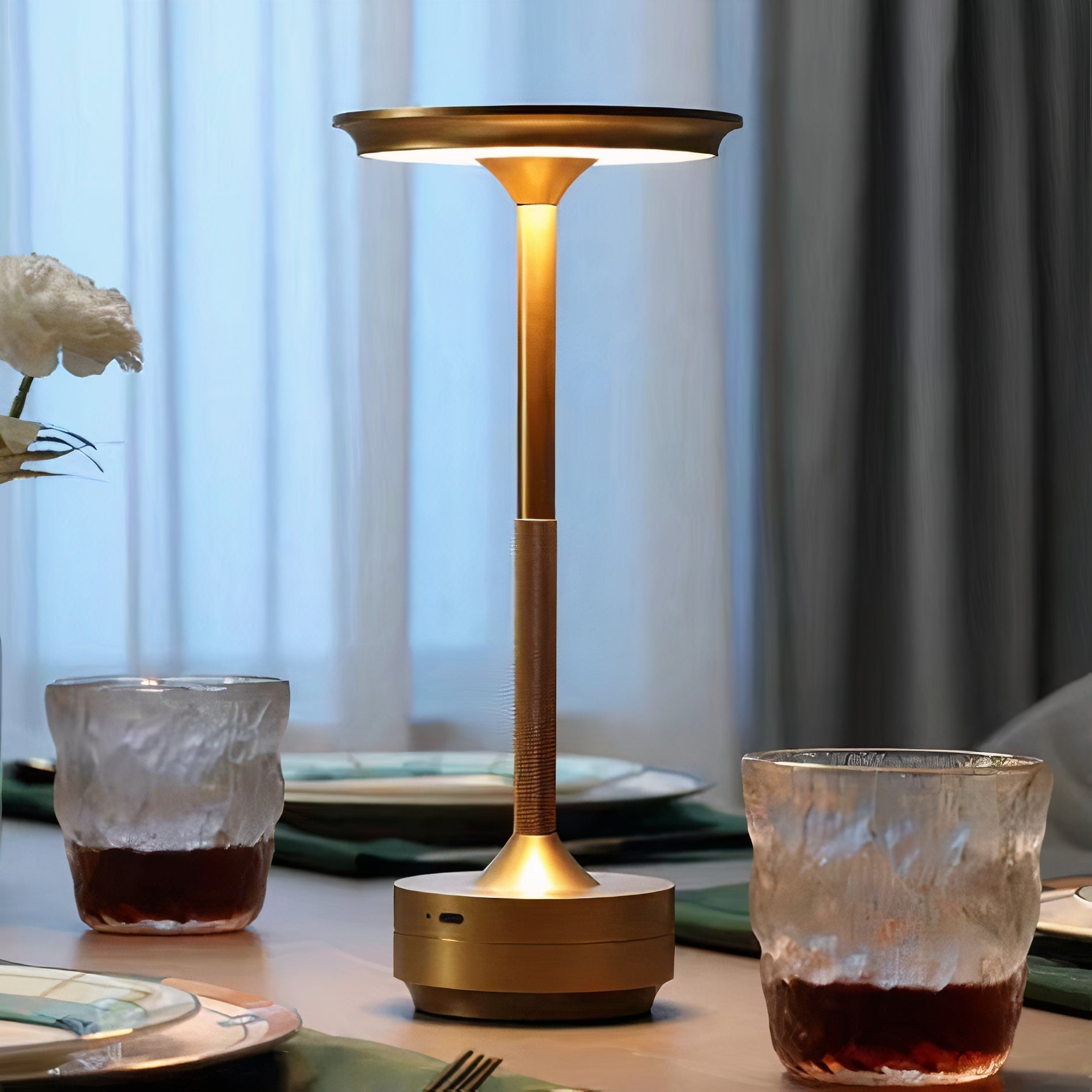 Wireless Dimmable Metal Table Lamp | Retro Style, USB Rechargeable