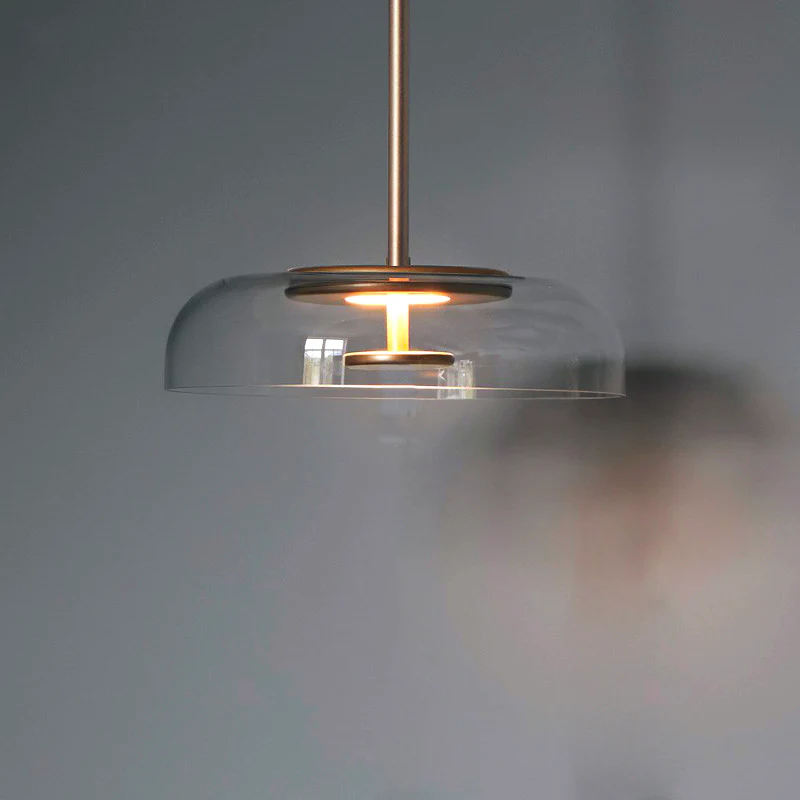 Round Glass Pendant Light | LED, Adjustable Drop, Glass and Metal