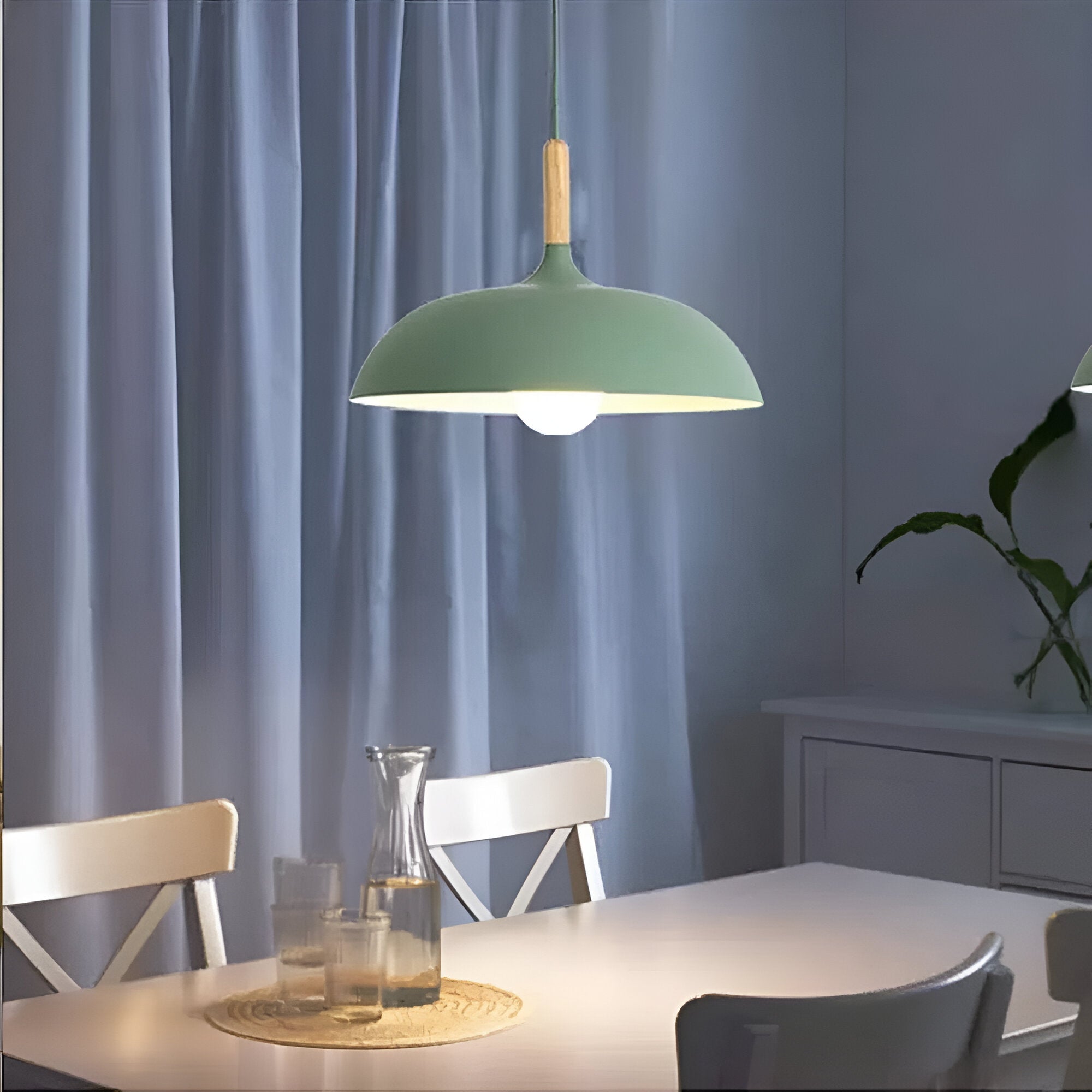 Wood and Iron Pendant Light | Japandi Style, E27, 4 Sizes