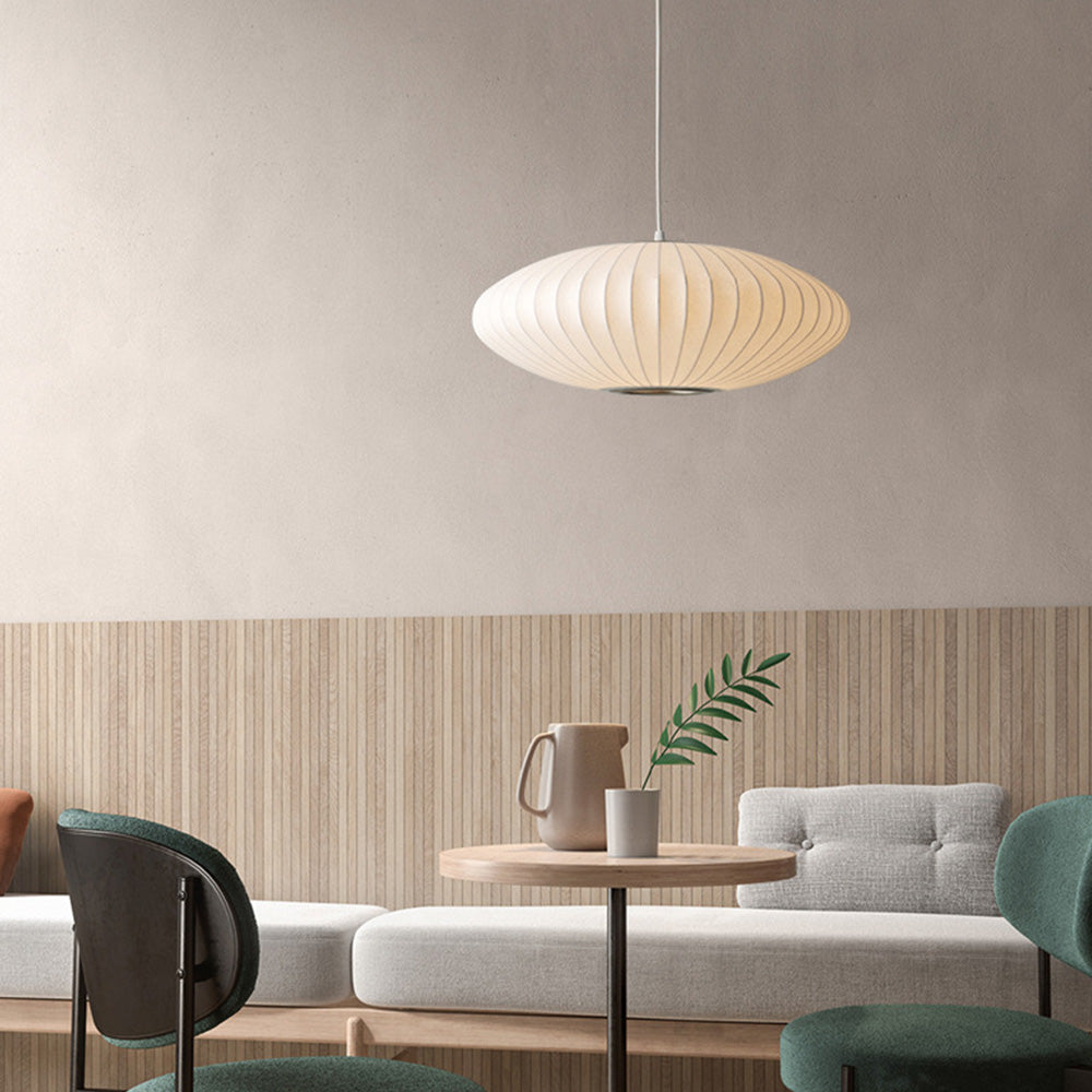 Japandi Silk Pendant Light | Round, Soft-Diffused Glow