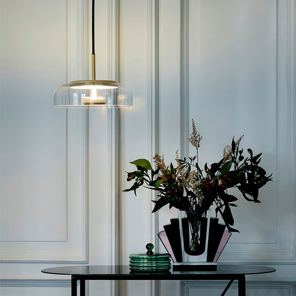 Round Glass Pendant Light | LED, Adjustable Drop, Glass and Metal