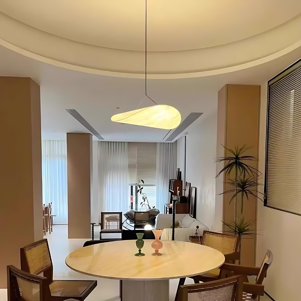 Japandi Silk Pendant Light | Round, Height-Adjustable, E27