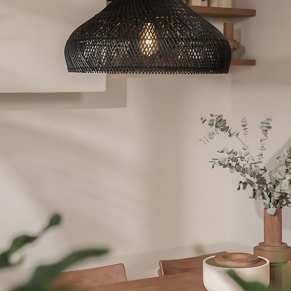 Woven Rattan Dome Pendant Light | Handcrafted Boho, E27