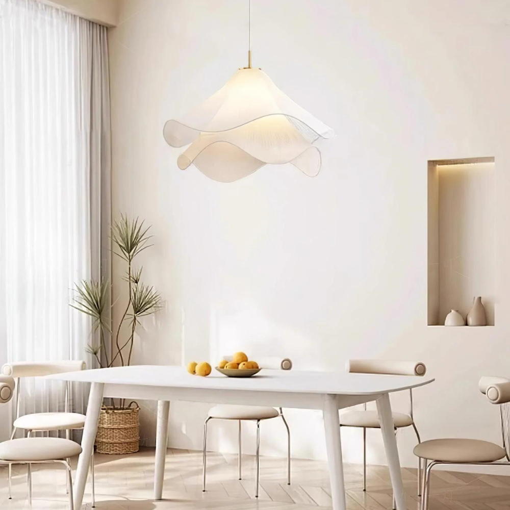 Fabric and Metal Ceiling Pendant | Minimalist Design, Two Sizes