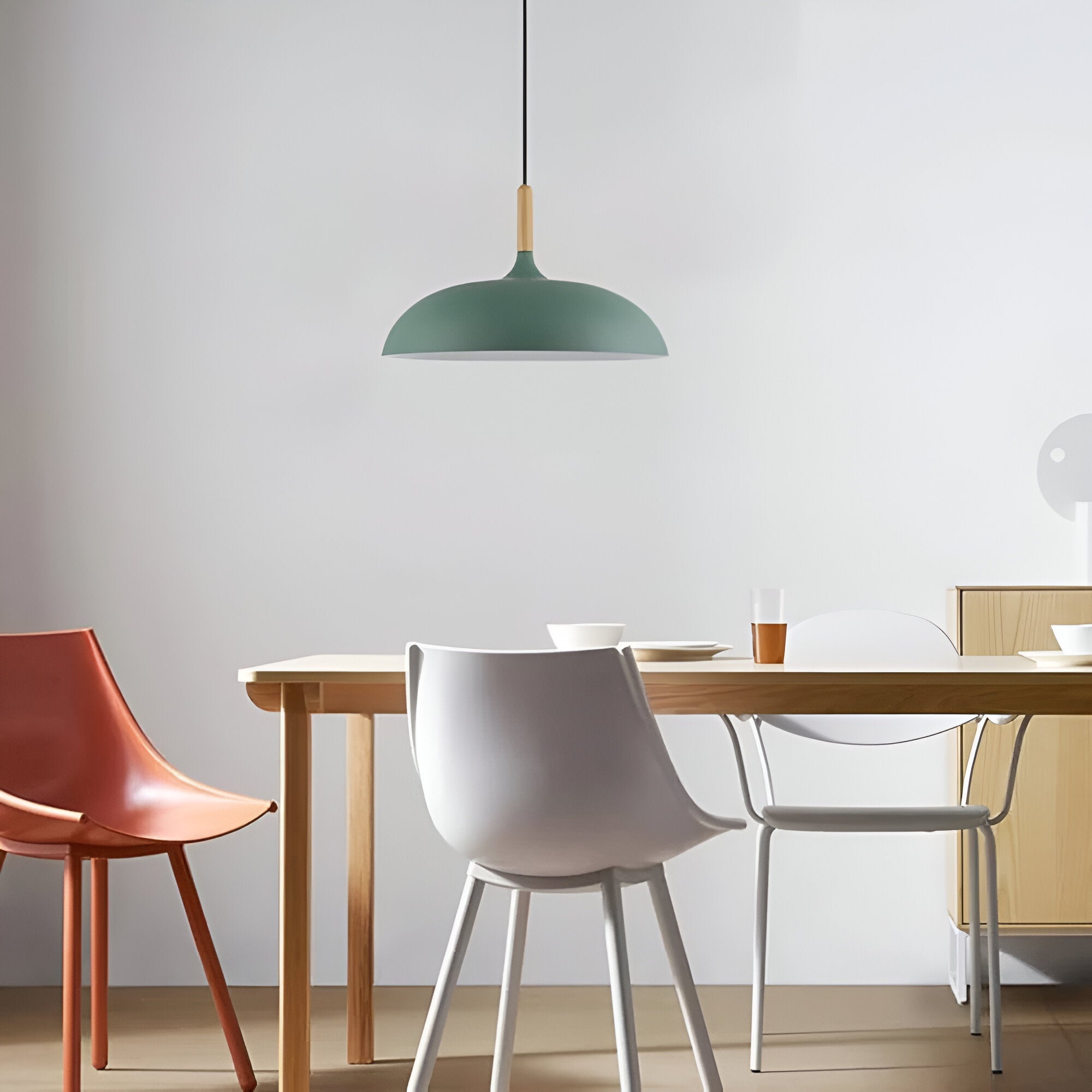 Wood and Iron Pendant Light | Japandi Style, E27, 4 Sizes