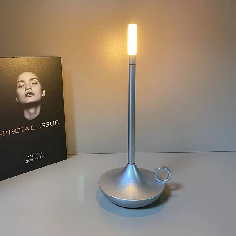 Scandinavian LED Table Lamp | Wireless, Dimmable Brushed Aluminium