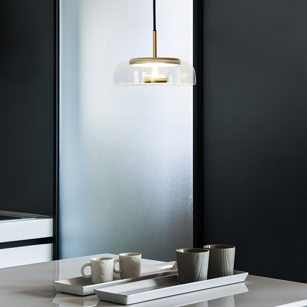 Round Glass Pendant Light | LED, Adjustable Drop, Glass and Metal