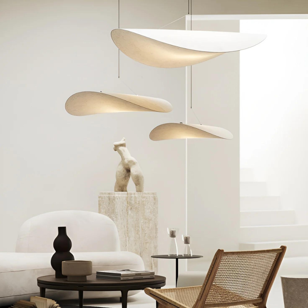 Japandi Silk Pendant Light | Round, Height-Adjustable, E27