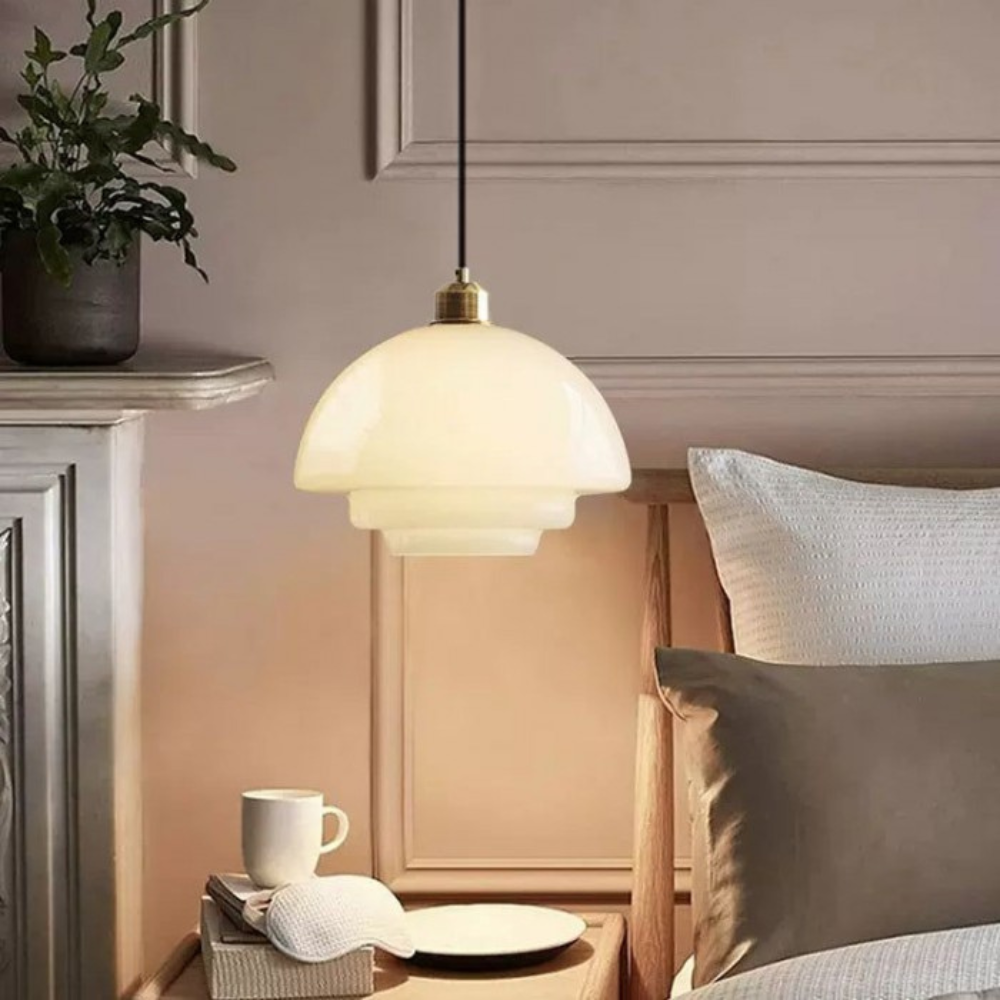 Art Deco Glass Pendant Light | Brass and Glass, Three Shapes