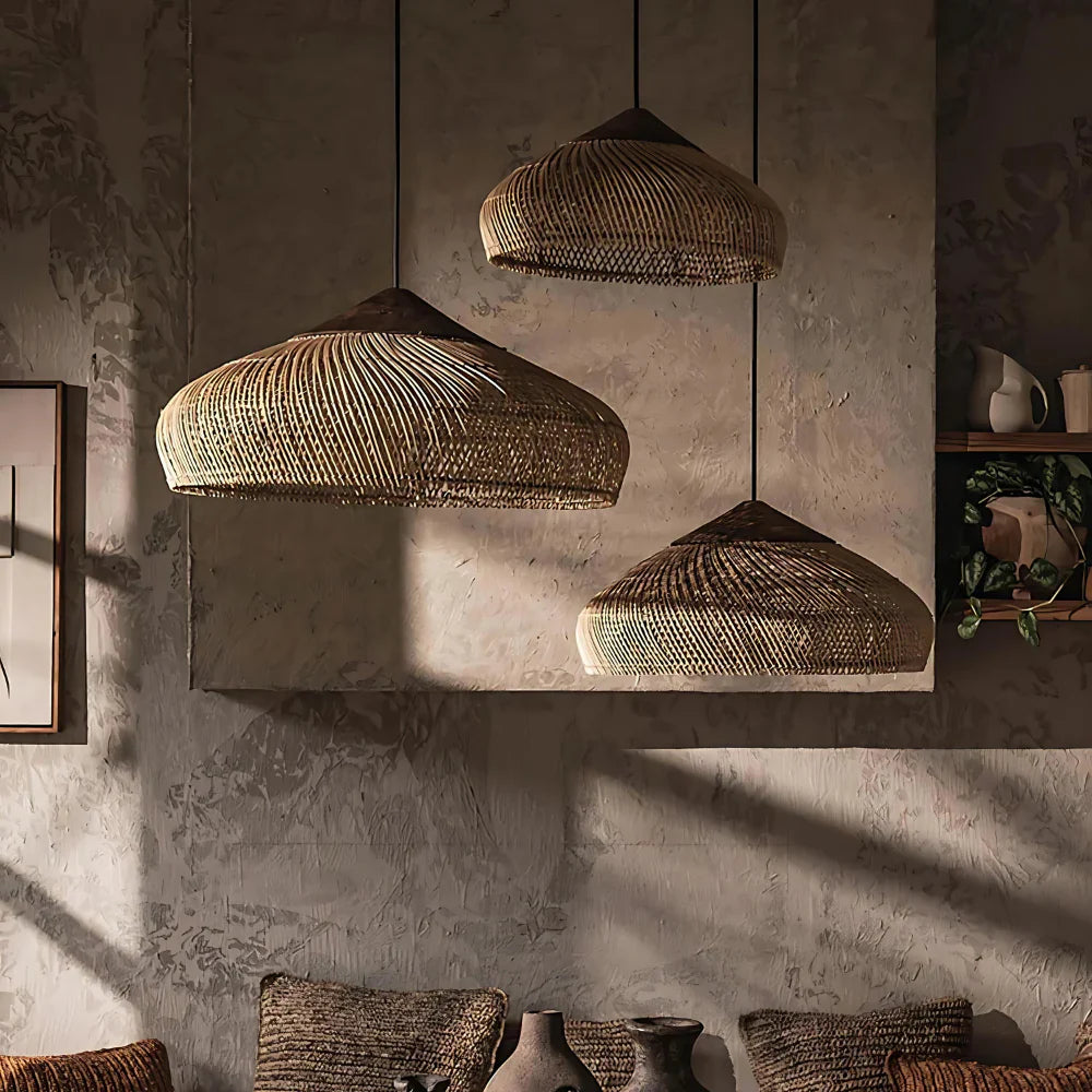 Woven Rattan Dome Pendant Light | Handcrafted Boho, E27