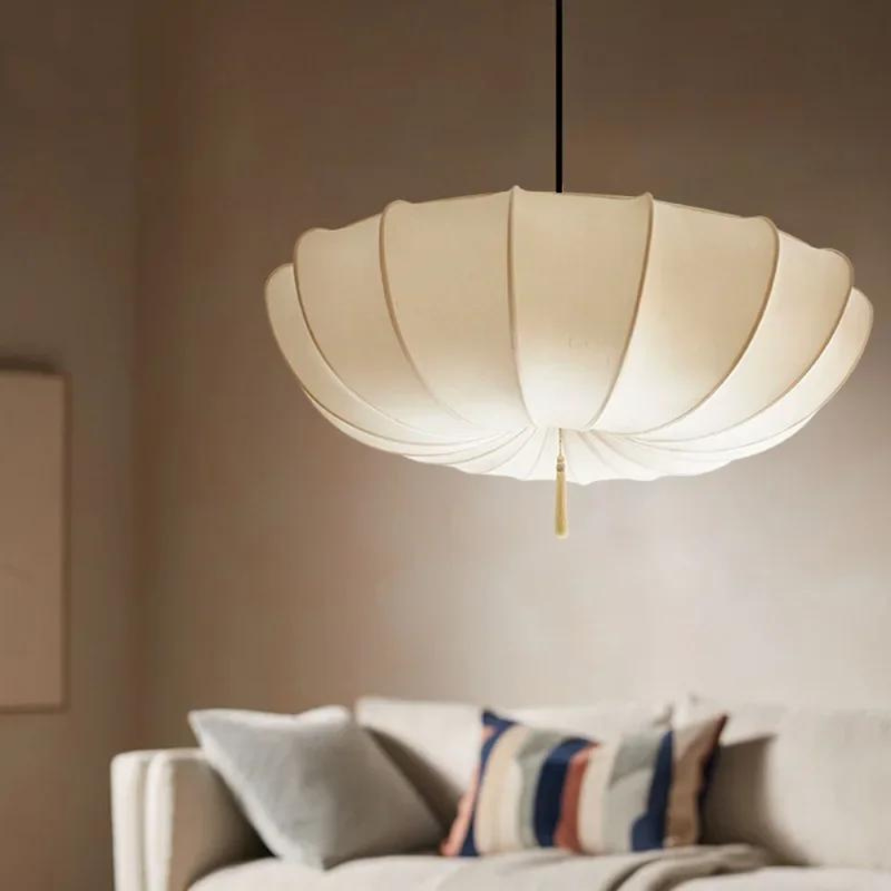 Fabric Pendant Light | Wabi-Sabi Cream, E27 Adjustable Height