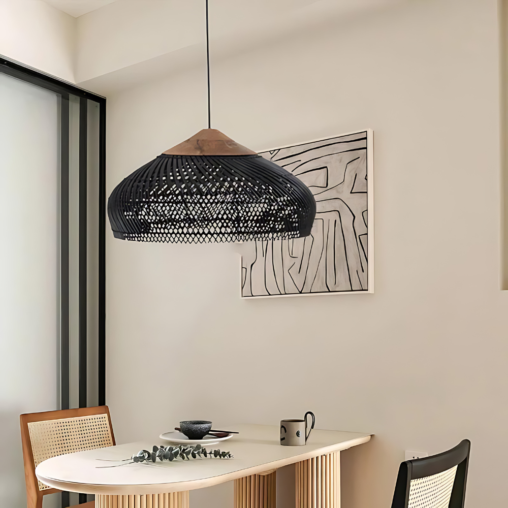 Woven Rattan Dome Pendant Light | Handcrafted Boho, E27