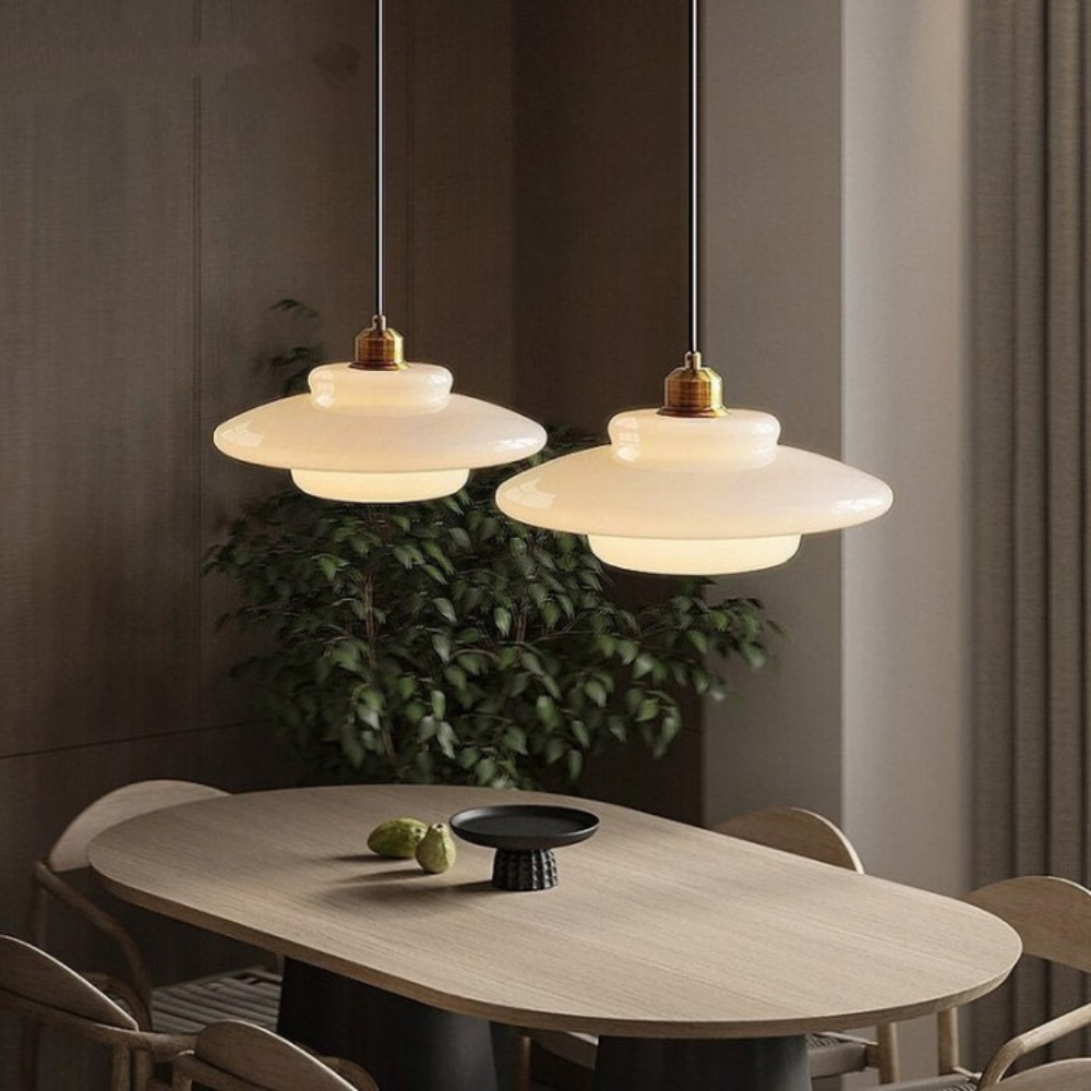 Art Deco Glass Pendant Light | Brass and Glass, Three Shapes