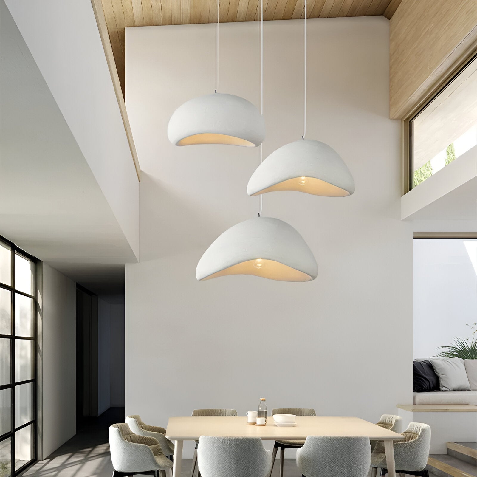 Wabi Sabi Fiberglass Pendant Light | Japandi Style, 7 Sizes
