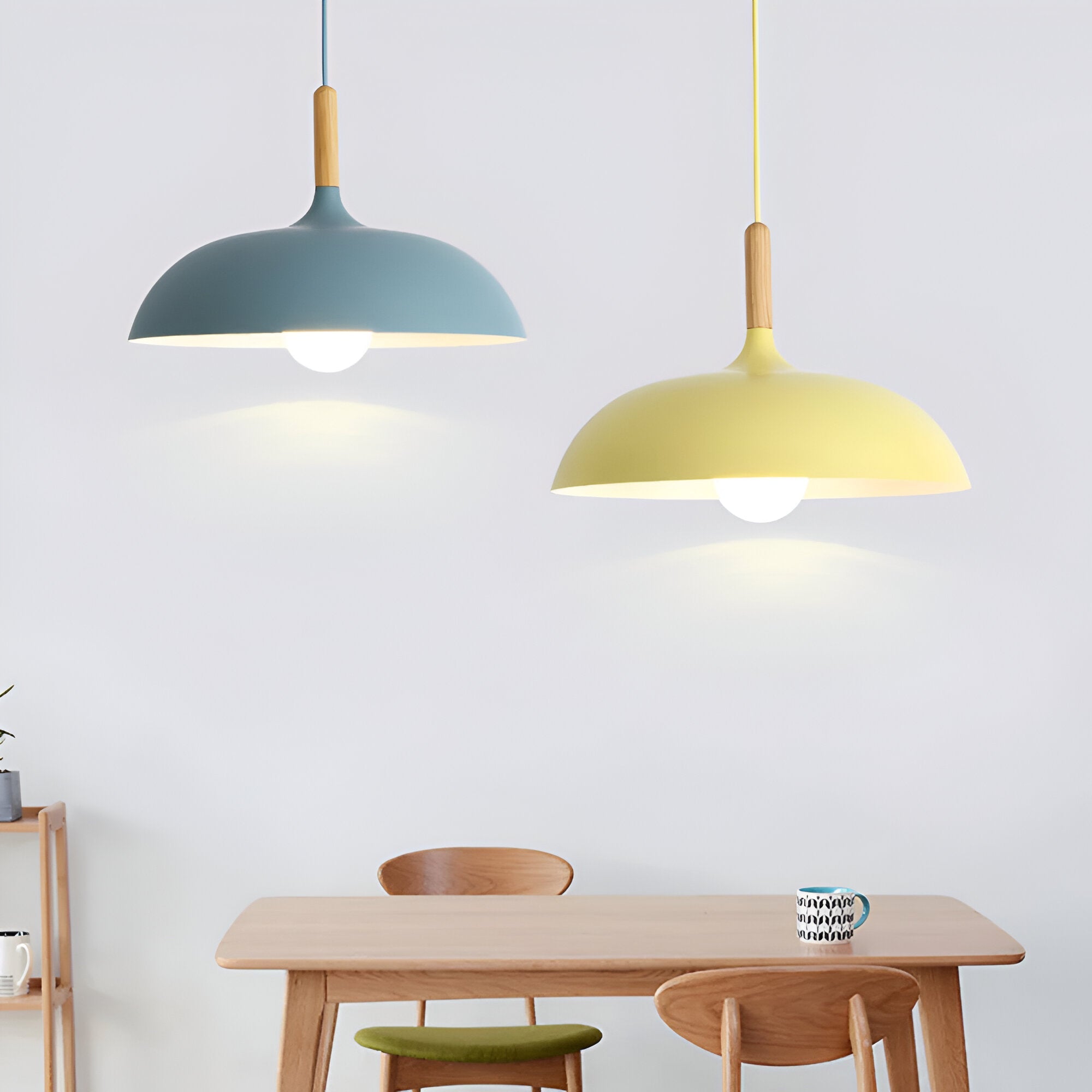 Wood and Iron Pendant Light | Japandi Style, E27, 4 Sizes