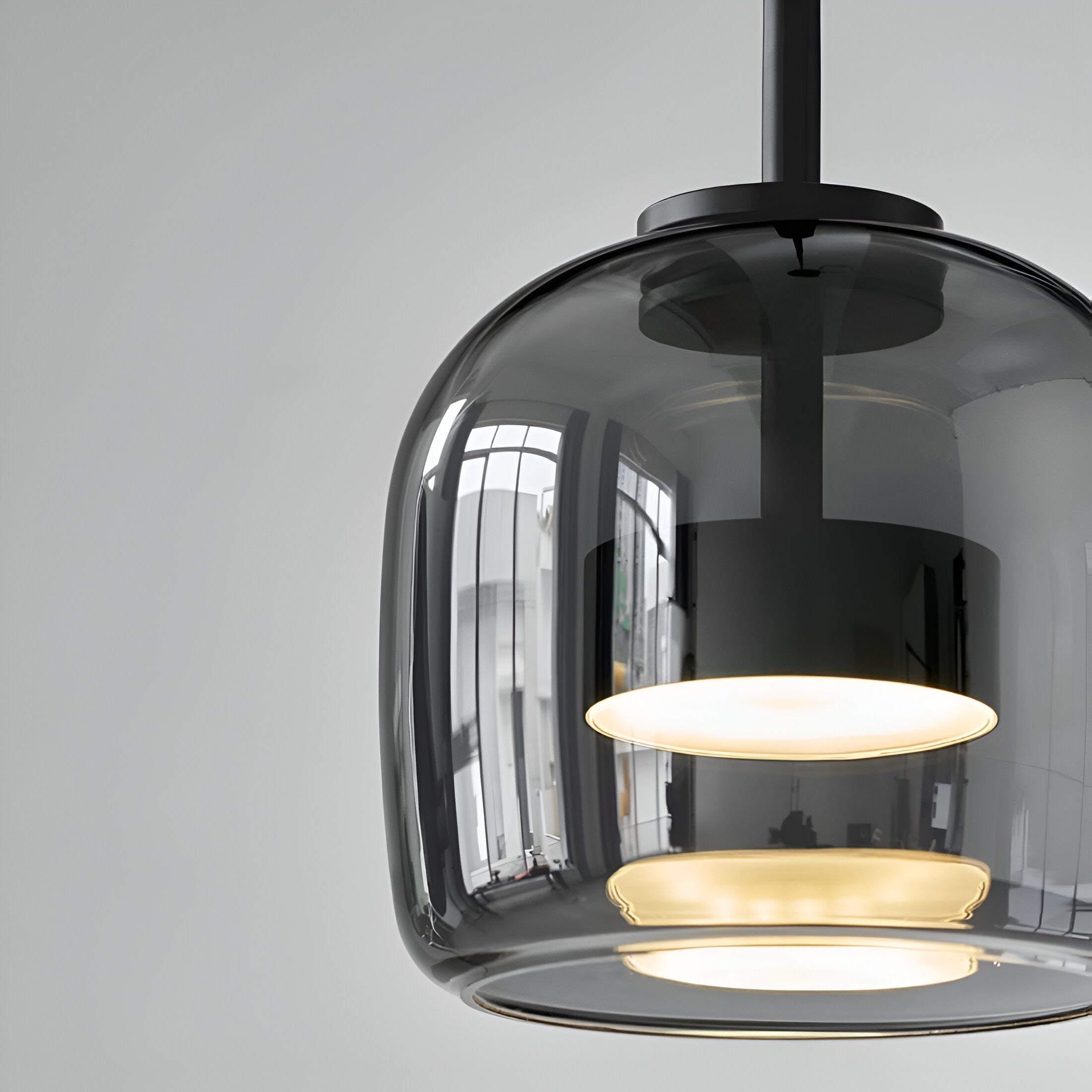 Retro Glass Pendant Light | Hand-Blown Smoke Glass, Switchable CCT