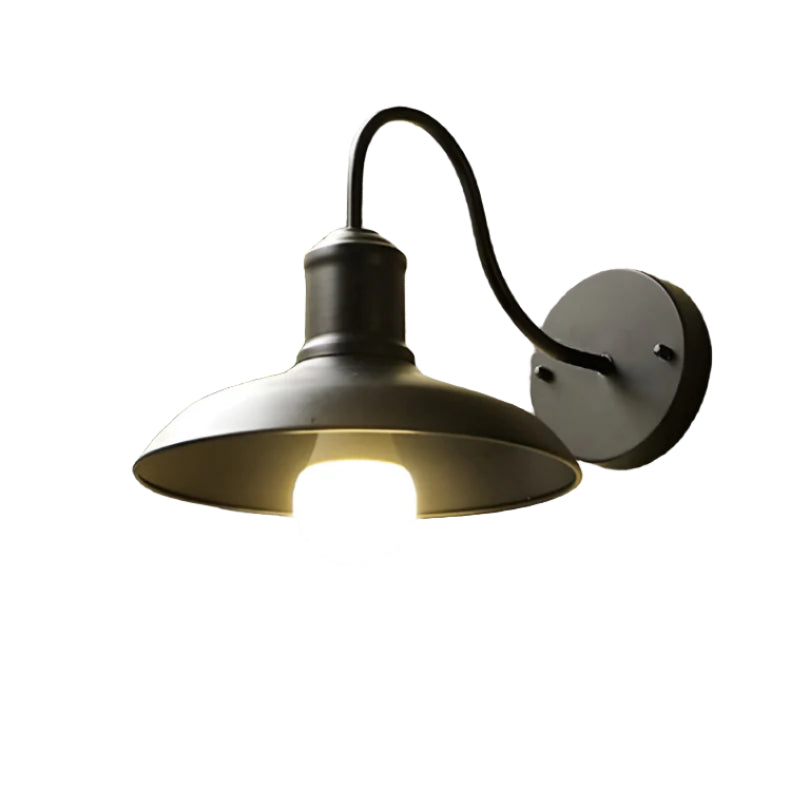 Industrial Gooseneck Outdoor Wall Light | Bowl Shade, IP65 Rated