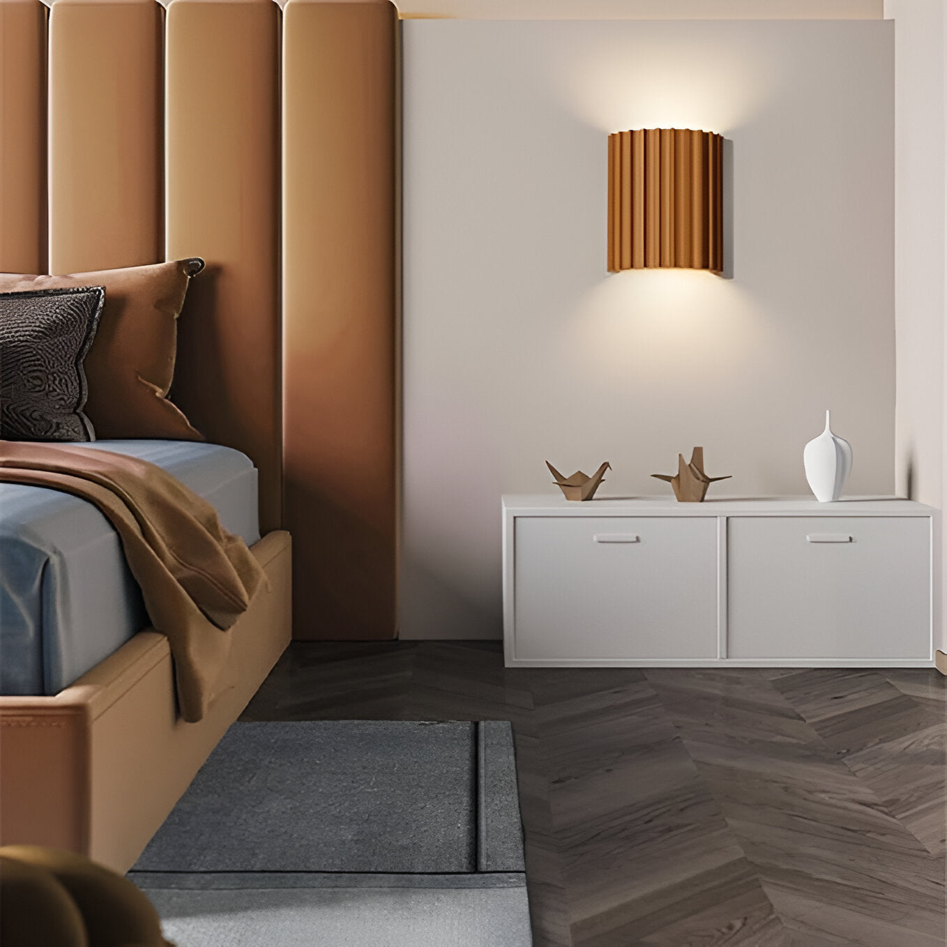 Nordic Resin Wall Light | Sculptural Wave Shade, Warm Glow