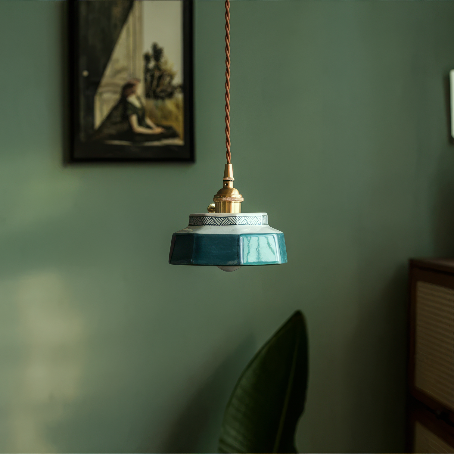 Hand-Painted Ceramic Pendant Light | Scandinavian Style, E27
