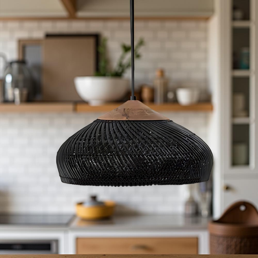 Woven Rattan Dome Pendant Light | Handcrafted Boho, E27