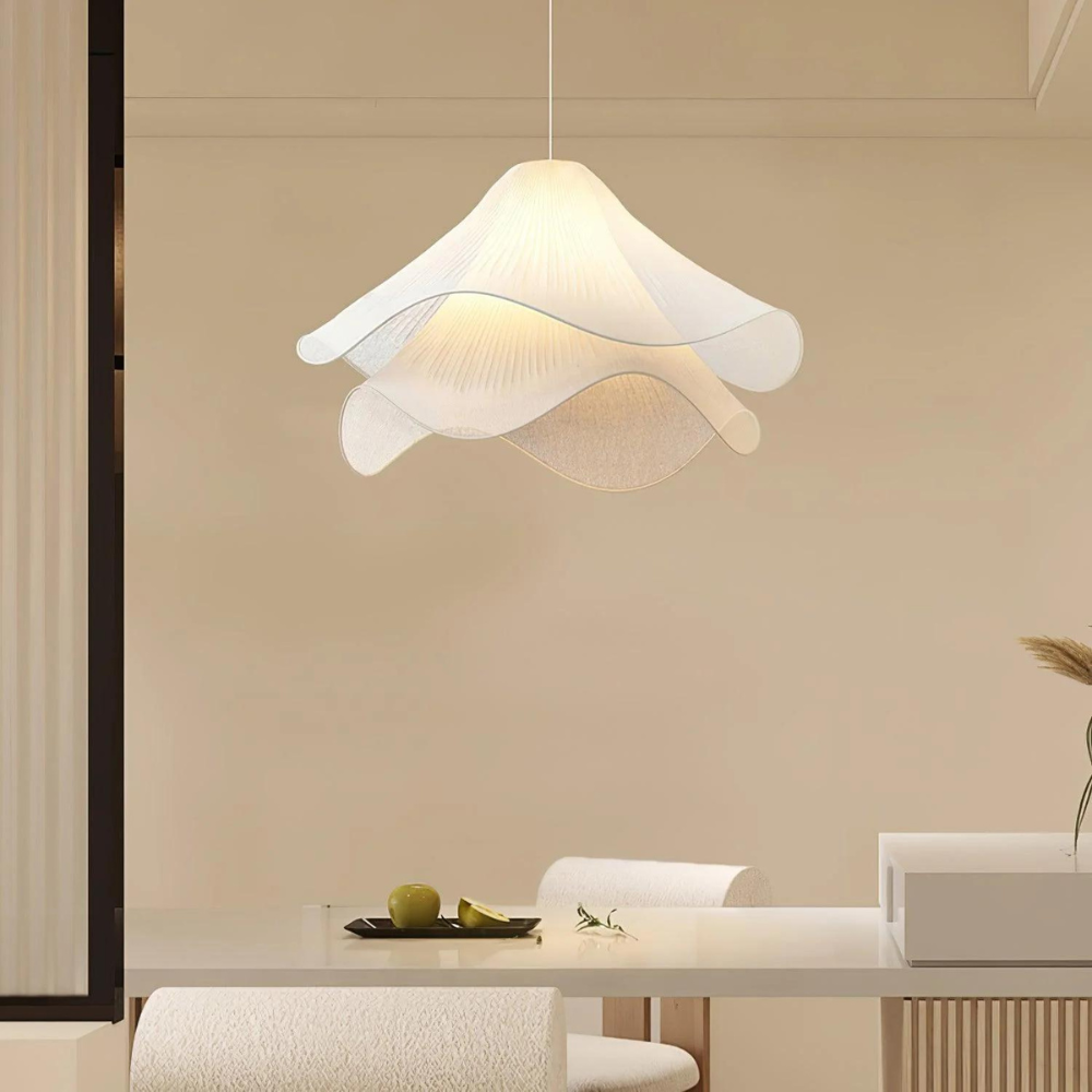 Fabric and Metal Ceiling Pendant | Minimalist Design, Two Sizes