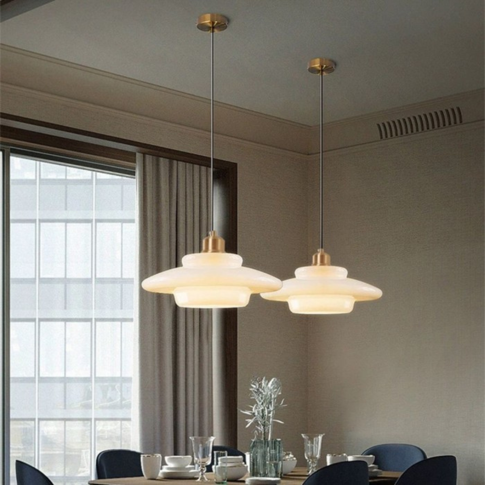 Art Deco Glass Pendant Light | Brass and Glass, Three Shapes