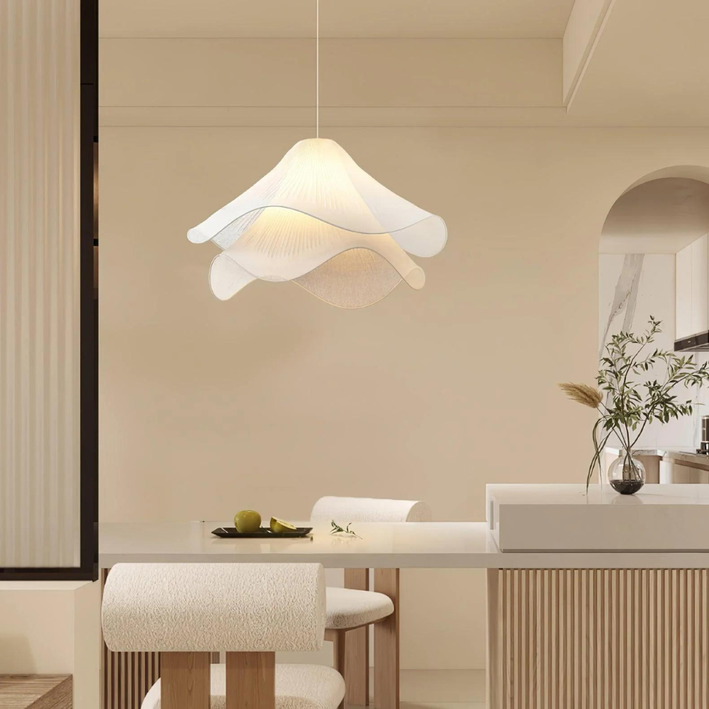 Fabric and Metal Ceiling Pendant | Minimalist Design, Two Sizes