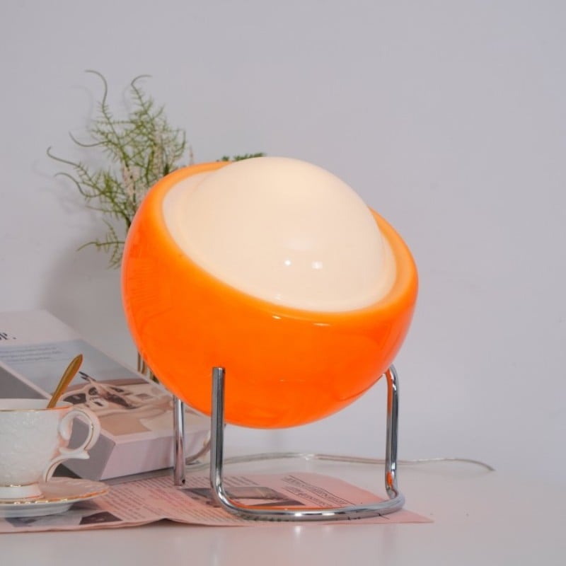Bauhaus Glass Table Lamp | White and Orange, LED with 3 Light Modes