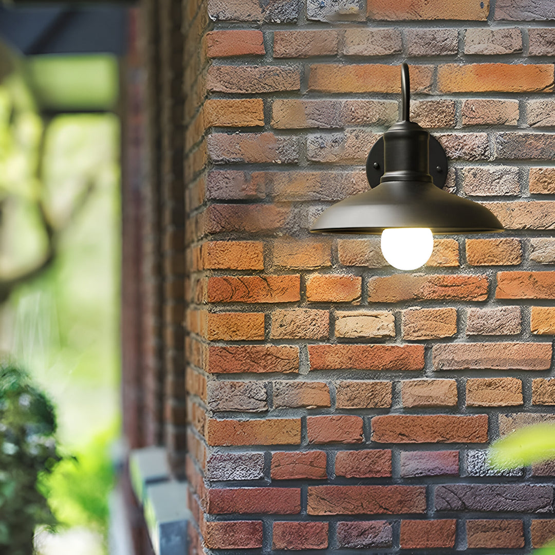 Industrial Gooseneck Outdoor Wall Light | Bowl Shade, IP65 Rated
