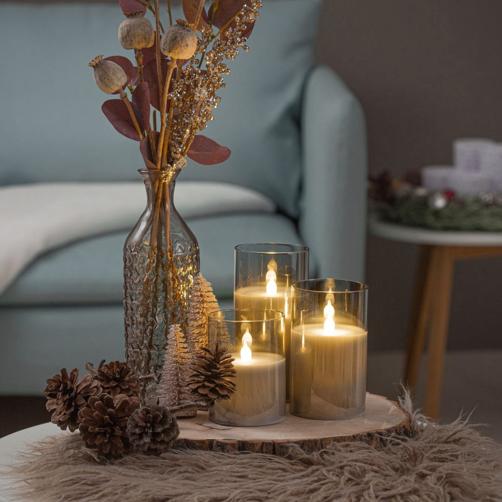 Real Wax LED Candle Set | Set of 3, Flame Effect with Remote