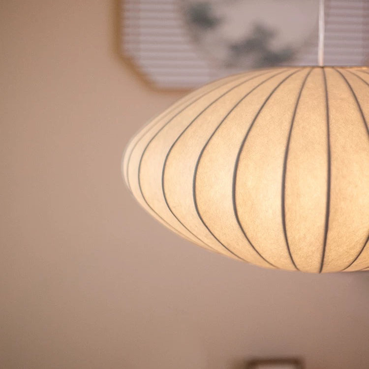 Japandi Silk Pendant Light | Round, Soft-Diffused Glow