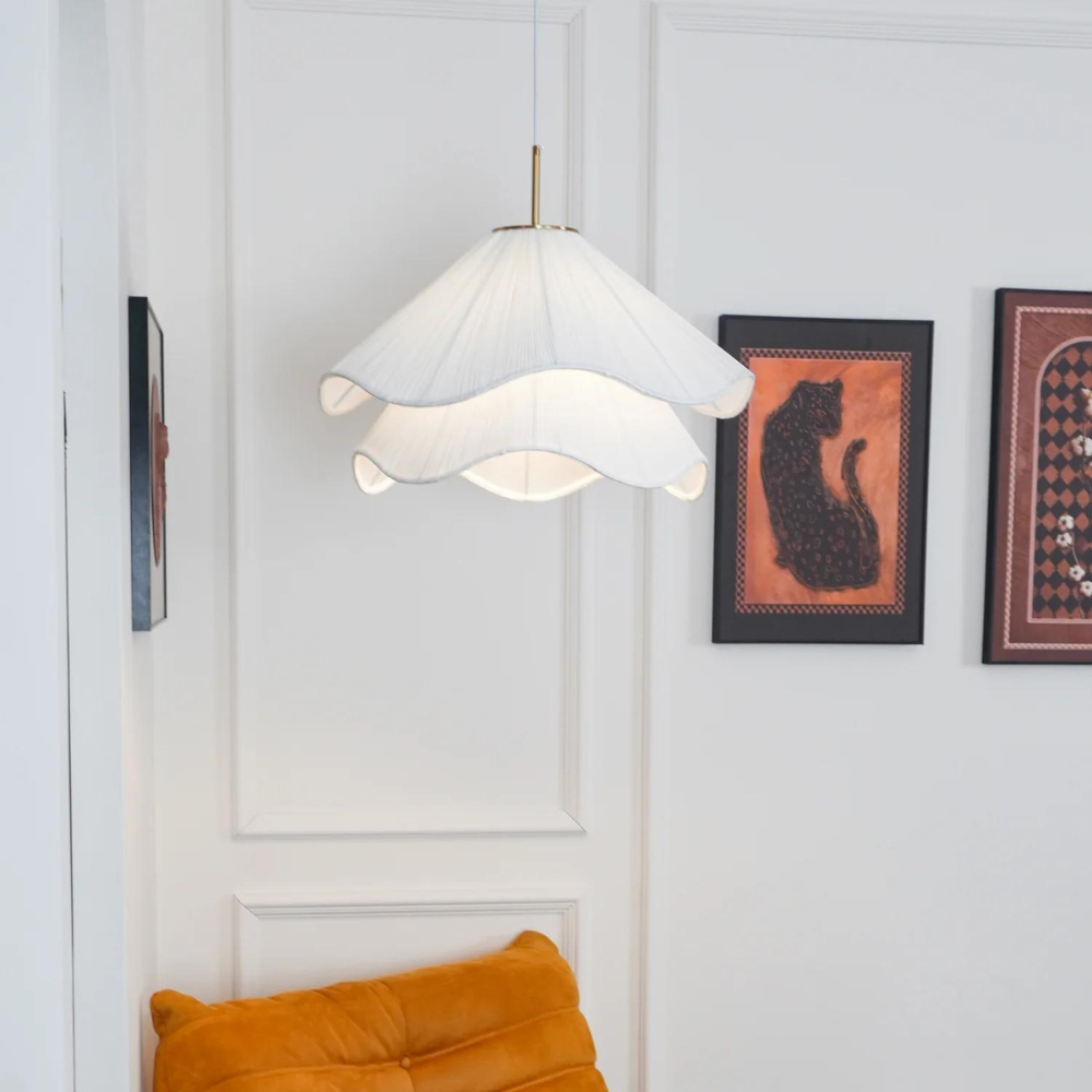 Fabric and Metal Ceiling Pendant | Minimalist Design, Two Sizes