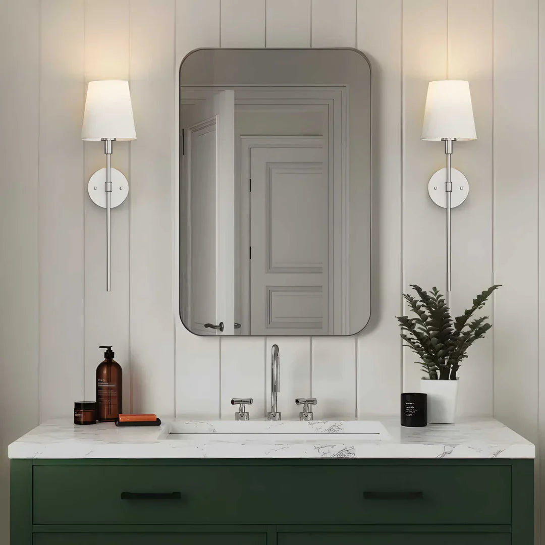 Wireless Wall Sconces | Set of 2, Fabric Shade, No Hardwiring