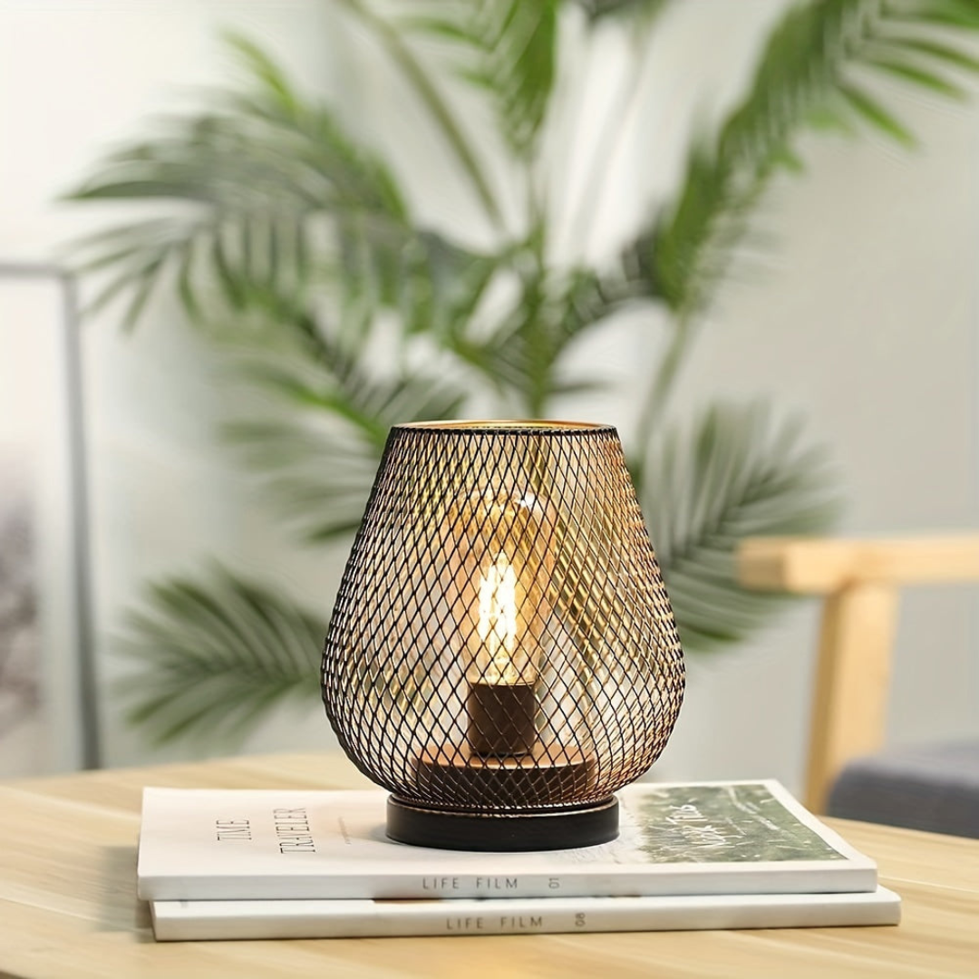 Black Metal LED Lantern | Battery Operated, Warm White Light