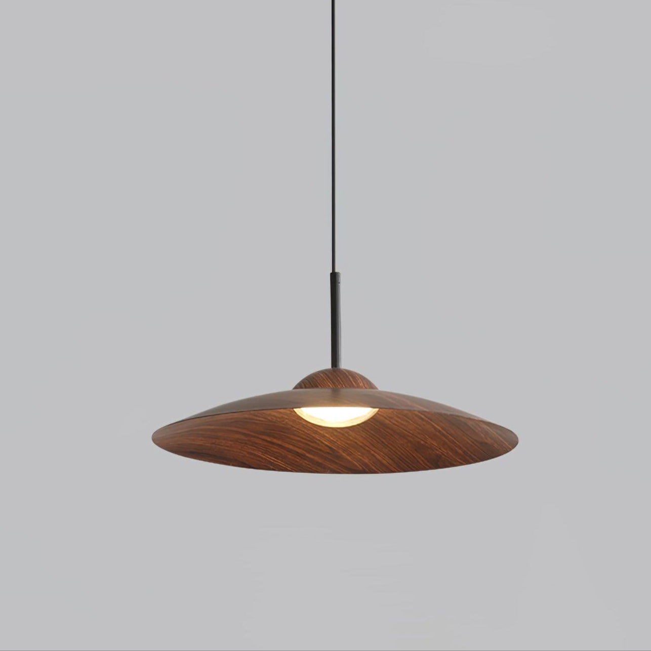 Round Pendant Light | Japandi Wood-Look, Integrated LED