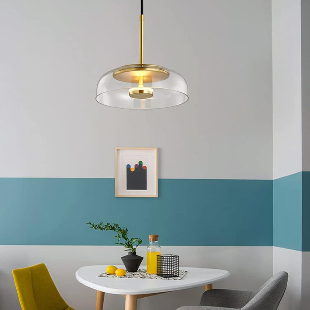 Round Glass Pendant Light | LED, Adjustable Drop, Glass and Metal