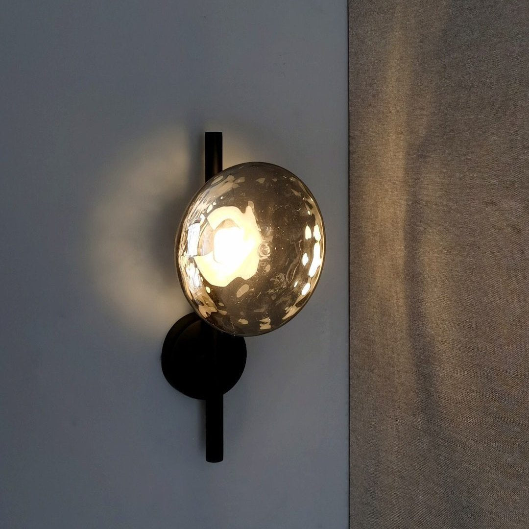 Nordic Round Glass Wall Sconce | Rippled Mouth-Blown Glass